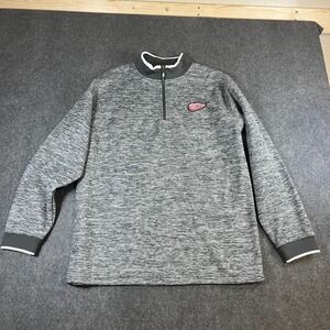 NHL Detroit Red Wings Mens Large Quarter Zip Pullover‎ Marled Grey Fleece Lined